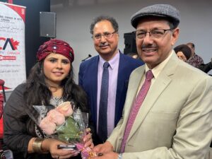 President ICA Shoaib Nasir Presenting Flowers To Anina Fida, In Middle Director ICA Basharat Rehan.