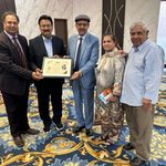 Presenting Appreciation Certificate To Shuja uz Zaman Shad,By President ICA Shoaib Nasir, Basharat Rehan, Shahid Hashmi & Seema Hashmi.